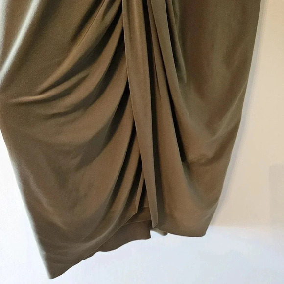 Misa Los Angeles Draped Teget Fluid Stretch Mini Dress Olive  Green Size Large. - Picture 11 of 16